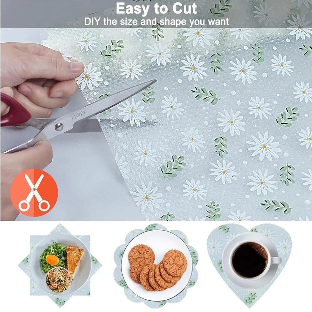 New in package Floral Clear Shelf Liner